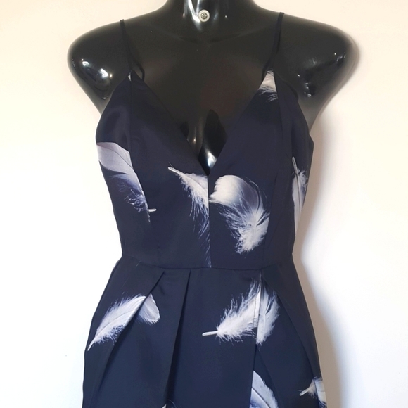 Pilgrim Size 6 Navy Blue Feather Print Dress - Picture 2 of 8